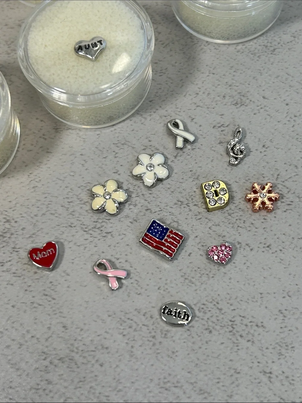 Bundle of Origami Owl Enamel Accent Charms in Pink, Red, White, Gold & Silver